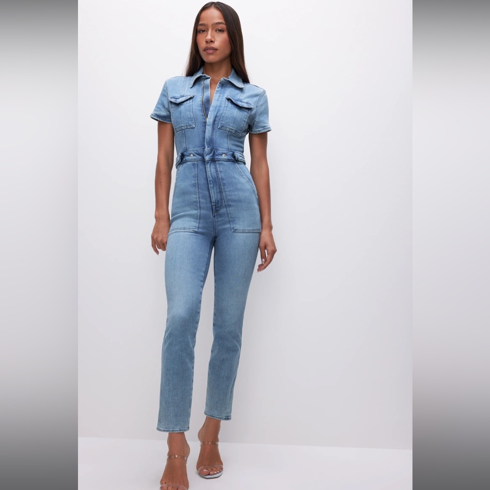 Good American Light Blue Denim Jumpsuit size 0